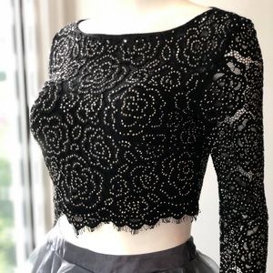 Splash/Landa J845 Black Lace Gunmetal Tulle Two Pc